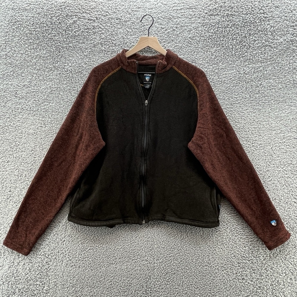 Kuhl Jacket Womens XL Brown Alfpaca Fleece Knit Outdoor Full Zip Sweater Coat